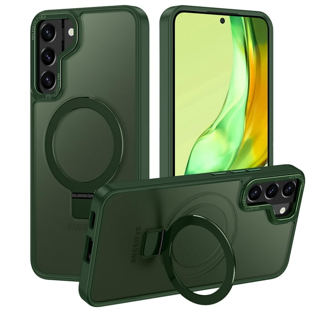 Casehas - Funda magnética con soporte para Samsung Galaxy S22, a prueba de golpes, color verde
