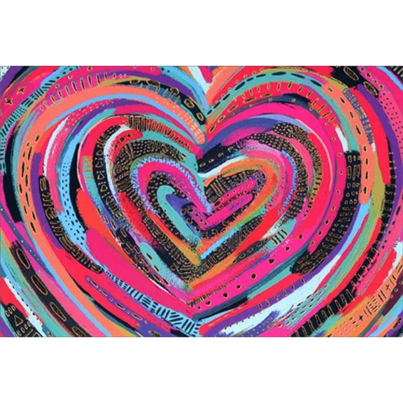 Pictura Abstract Colorful Painted Heart Valentine's Day Card