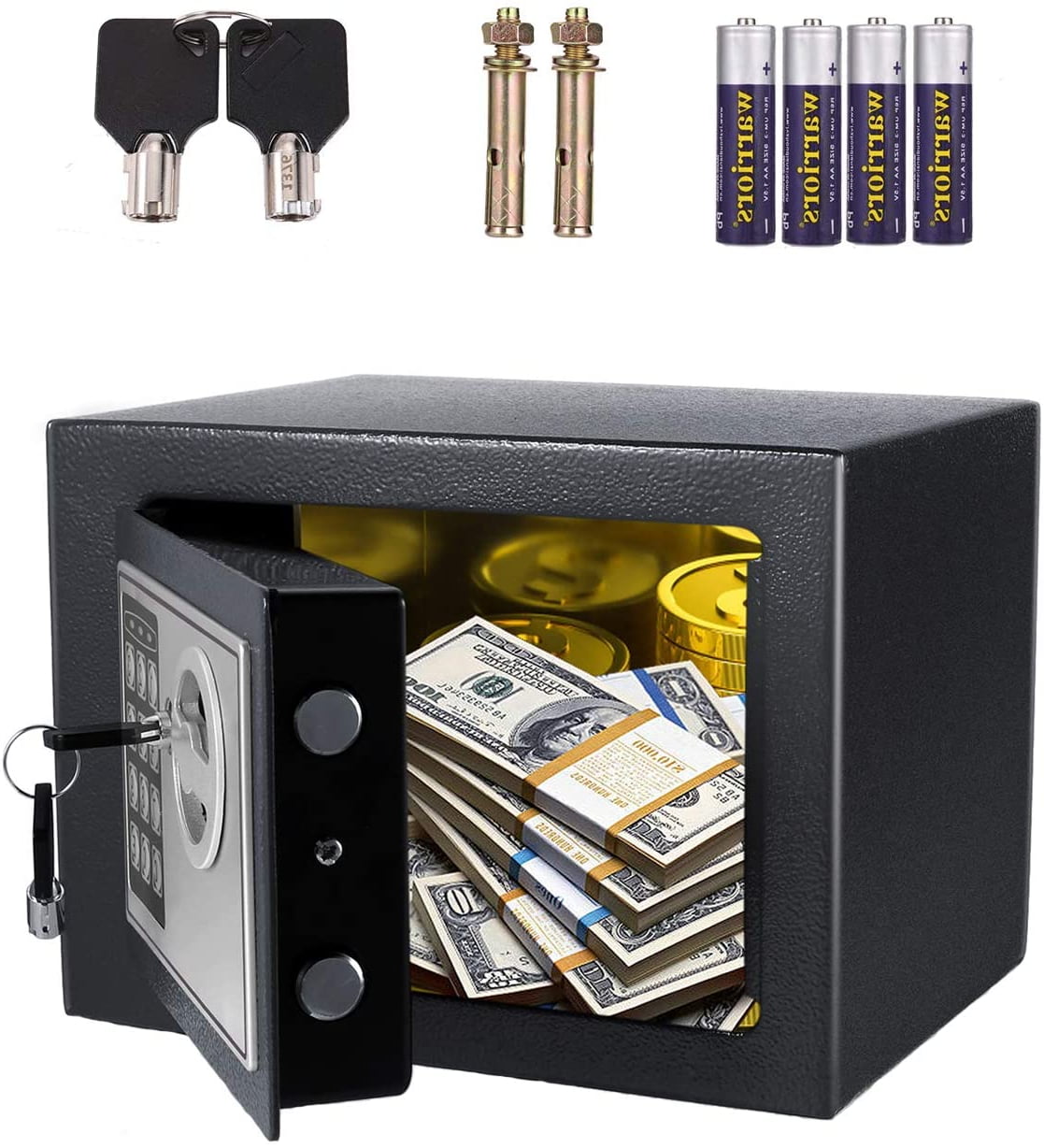 Security Box Fire Proof Safe Lock Cash Money Gun Jewelry Storage Safety Portable 