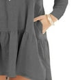thumbnail image 4 of Women Casual Spring Ruffle Hem Long-Sleeved Casual One-Piece A Line Solid Swing Mini Dress, 4 of 6