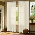 thumbnail image 6 of OVZME 42x45 Cream Sheer Curtains 2 Pack, 45" Apron Length for Kitchen Dining Room, Soft Voile Tier Curtains for Half Small Window, Each 42Wx45L, 6 of 9
