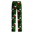 thumbnail image 4 of Adult Fashionable Loose Christmas Printed Casual Pants, Loungewear Sleep Pants with Drawstring Elastic Waist for Home and Comfortable Wear,Dark Green,XL, 4 of 5