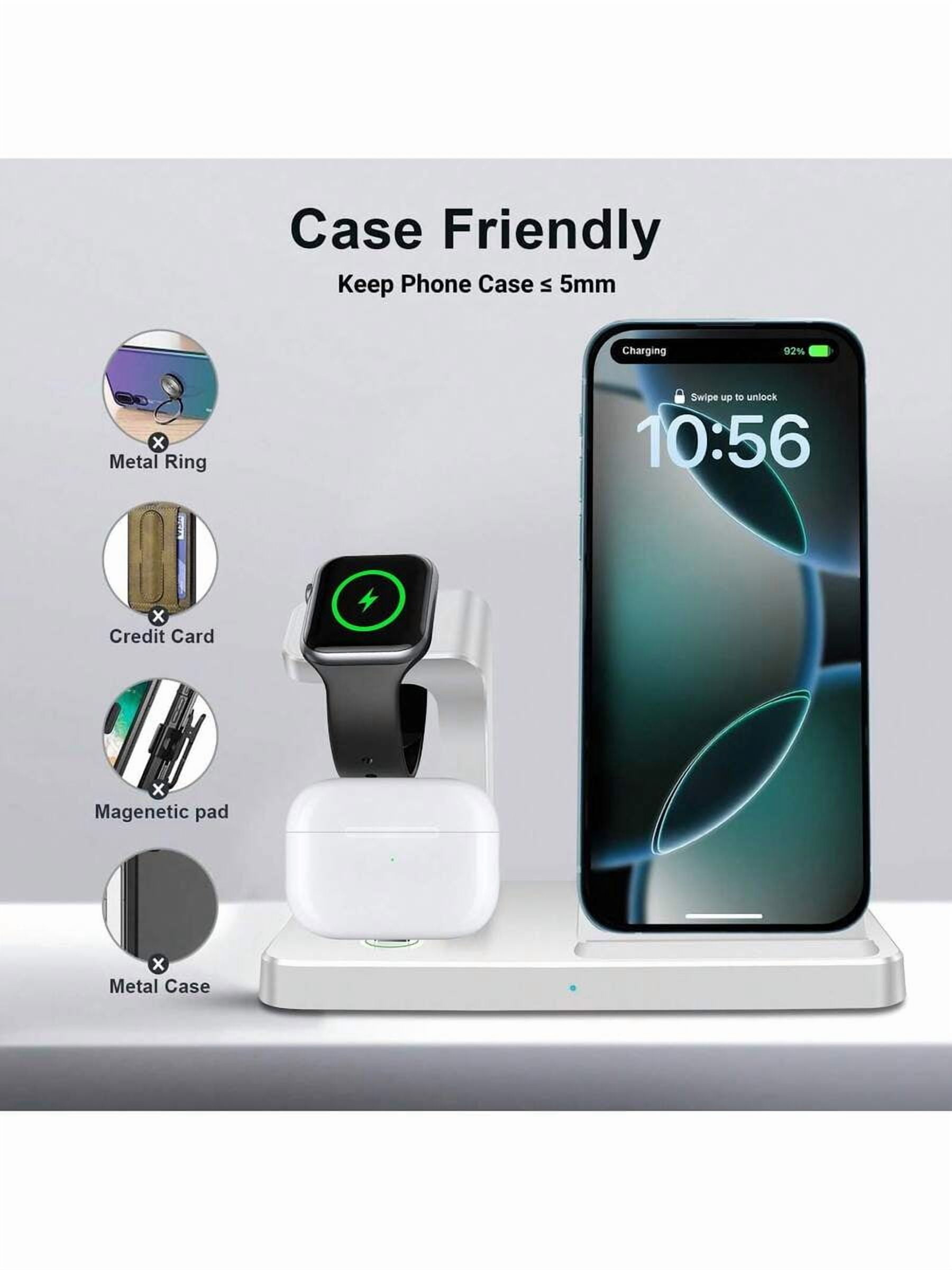 3 in 1 Wireless Charger Stand for iPhone 14-6, Apple Watch Ultra/SE/10-2, AirPods 4/3