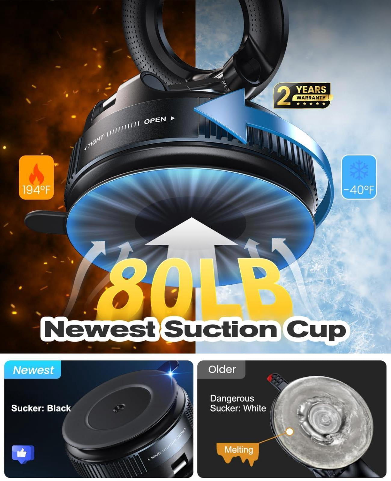 Magnetic Suction Cup Phone Mount For Magsafe  360° Adjustable Car Holder Pocket Size Foldable Cell Holders Your Iphone 17 16 15 14 13 12 Series