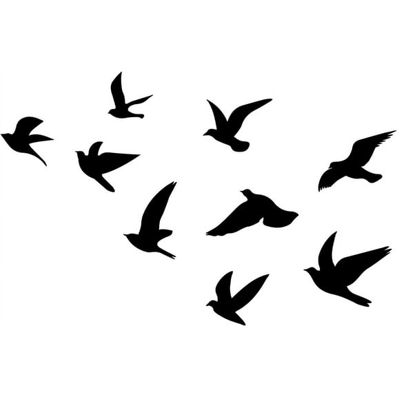 9pcs Black Birds Wall Decor Flying Bird Wall Stickers Animal Wallpaper Decals DIY Decor Art Decals for Home Bedroom Living Room Classroom Sticker Vinyl Transfer Decoration