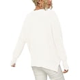 thumbnail image 4 of Jinsinto Women Crewneck Batwing Sleeve Oversized Side Slit Ribbed Knit Pullover Sweater Top White XL, 4 of 5