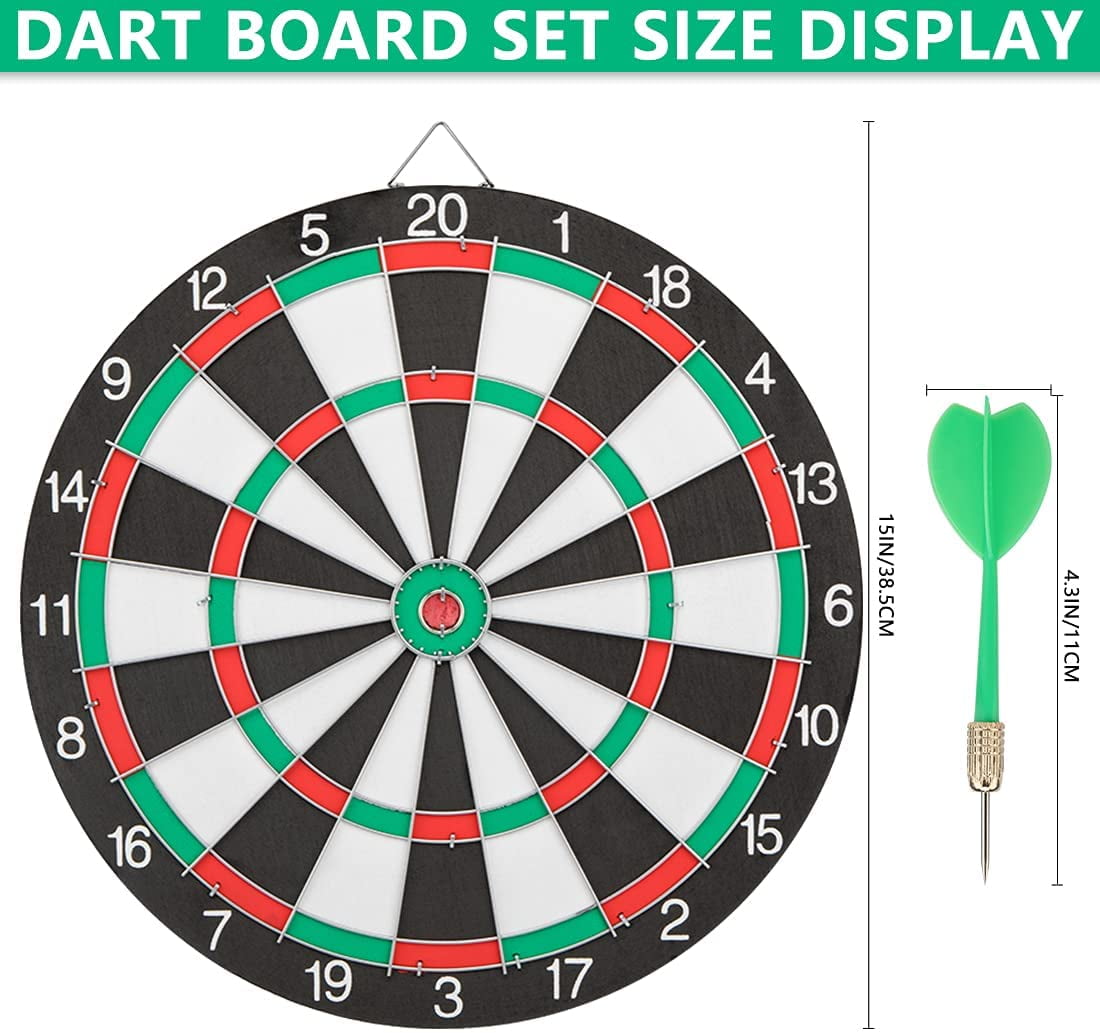 Dart Board Set Target Game Room Display+3 Darts Double-sided Dart Board Toy Kit 