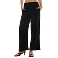 thumbnail image 6 of Amazhiyu Women's 100% Cotton Wide Leg Pants Loose Fit with Pockets Elastic Waistband Casual Summer Trousers, 6 of 10