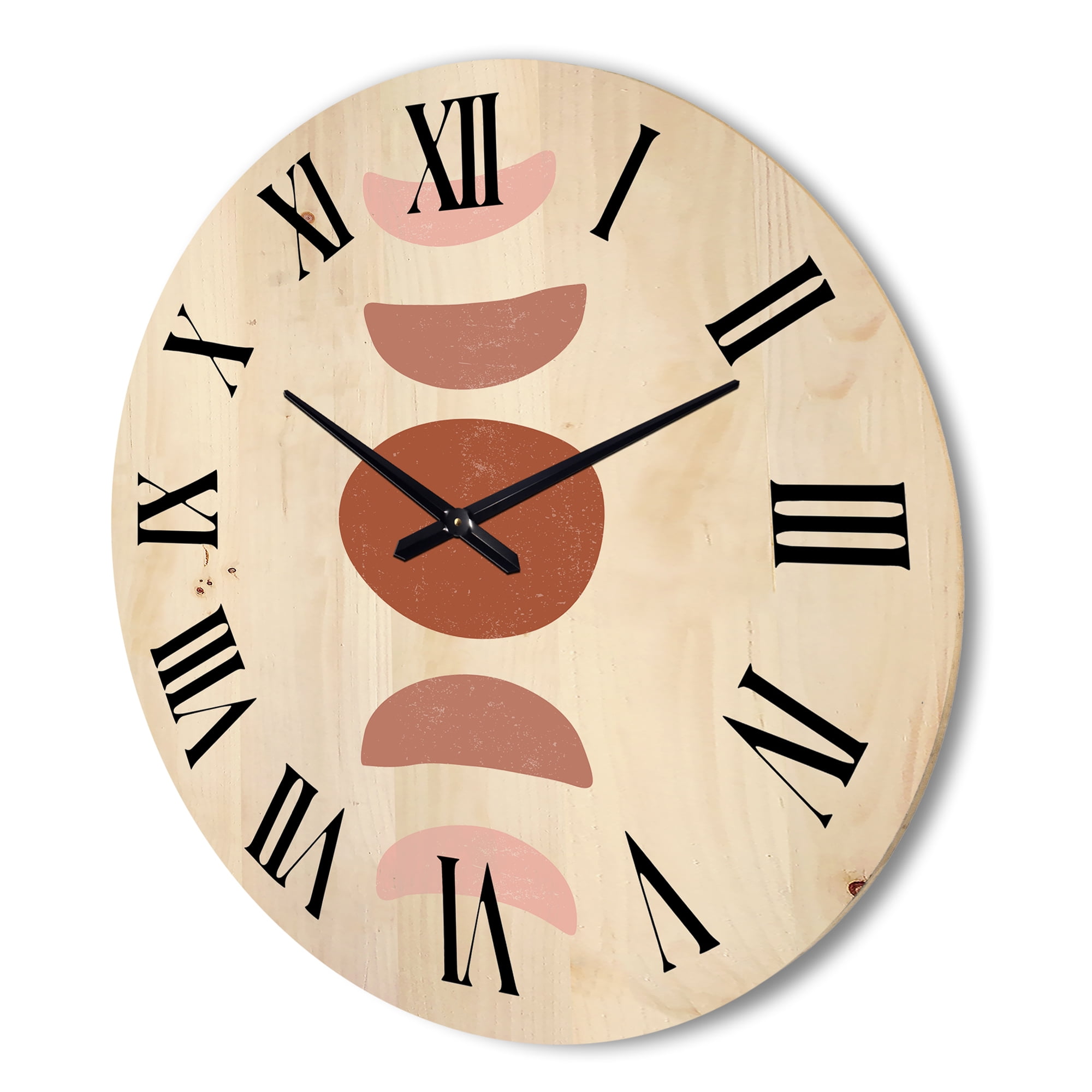 Designart 'Minimal Moon Phases On White' Modern Wood Wall Clock