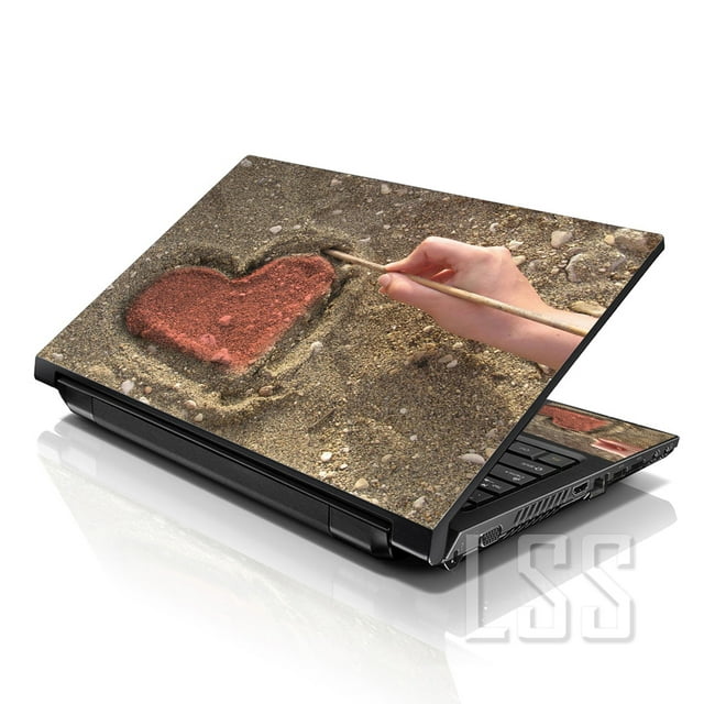 LSS Autocollant pour Ordinateur Portable 15,6 Pouces Motif Cœur Rouge Sable Couverture Réutilisable