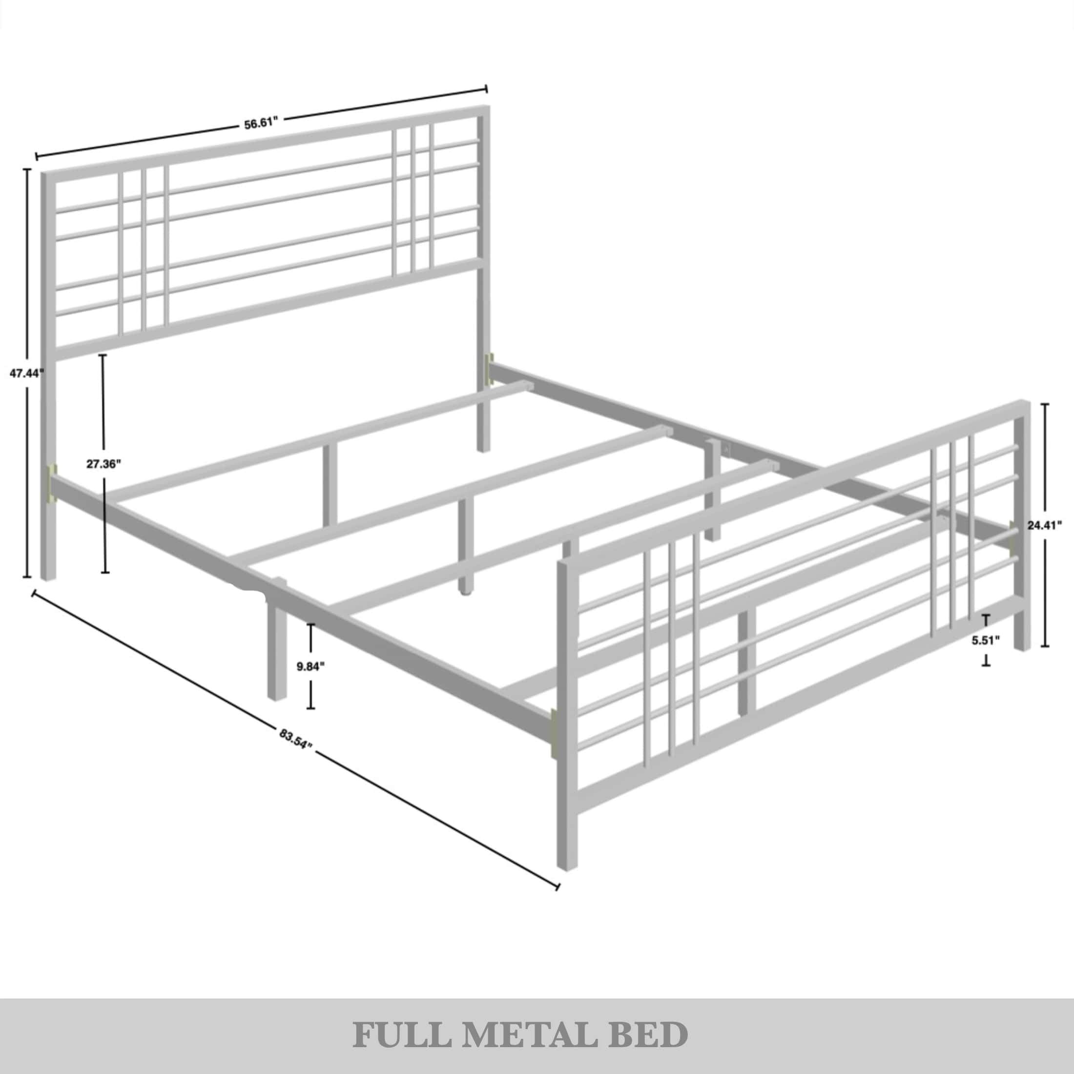 Castle Place Simple Classic Full Size Metal Panel Bed, White
