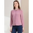 thumbnail image 2 of Blusas Allegra K Con Botones Y Cuello En Punta de Manga Larga Puntos suizos Office Para Mujer Rosado morado S, 2 of 6