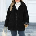 thumbnail image 4 of Lovskoo Winter Coats for Women Plus Size Fuzzy Fleece Hooded Zipper Long Sleeve Solid Color Plush Long Sleeve Hooded Casual Jacket Black, 4 of 7