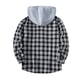 thumbnail image 4 of Ceisia Men's Casual Plaid Patchwork Hooded Button-Up Long Sleeve Shirt Gift, 4 of 9