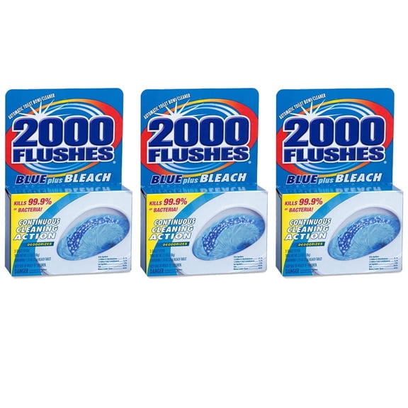 2000 Flushes Continuous Cleaning Action Toilet Bowl Cleaner with Bleach (3 Pack)