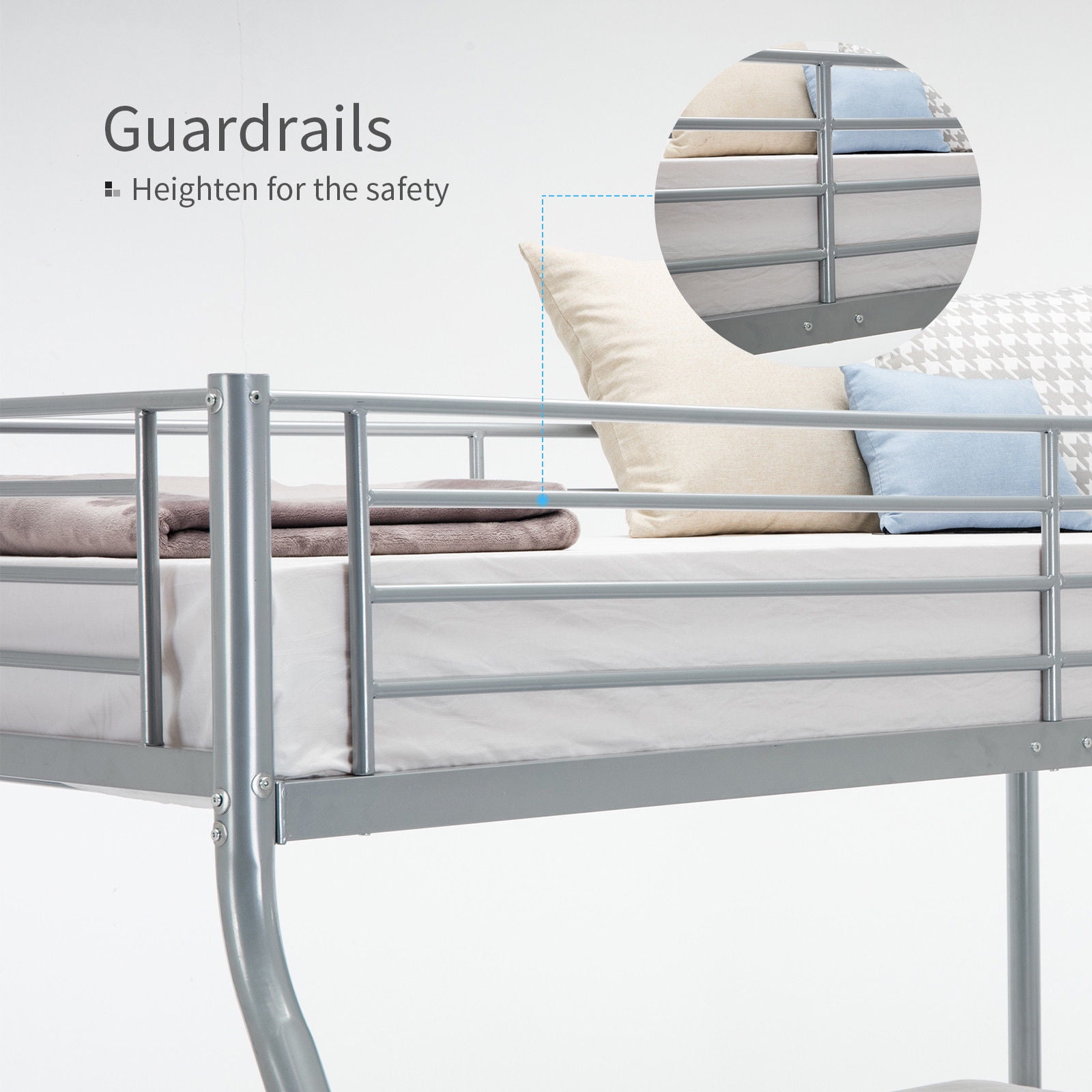 Bunk Beds Frame Metal Twin Over Full Ladder Kids Teens Dorm Bunk Beds Frame Metal Twin Over Full Ladder Kids Teens Dorm Bedroom Silver Mecor Com
