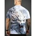 thumbnail image 6 of Men's Vivid 3D Cloud Dragon Print T-Shirt - Breathable Polyester Fiber, Crew Neck, Short Sleeve - Fashionable Casual Wear Suitable for Summer Outings, Gift for Him, Easter Decoration, 6 of 6