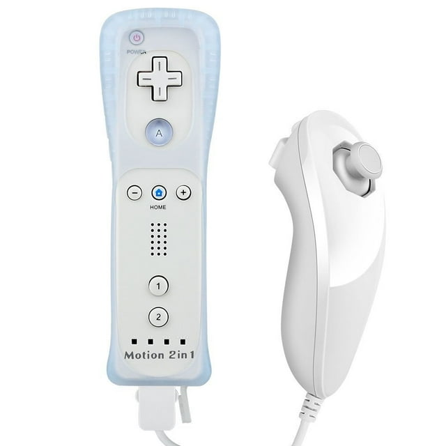 Wii Motion Plus Controller Nintendo Wii Controller and Nunchuk Motion 2 in 1 Built Motion Plus Remote Control Set for Nintendo Wii and Wii Console u with Silicone Cover