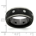 thumbnail image 7 of Edward Mirell Titanium & Black Ti With White Sapphires Grooved Ring, 7 of 7