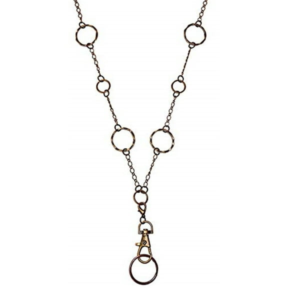 Bronze Shapes Women's Fashion Lanyard Strong Chain 34" Keys, Phone, ID Badge, Cruise