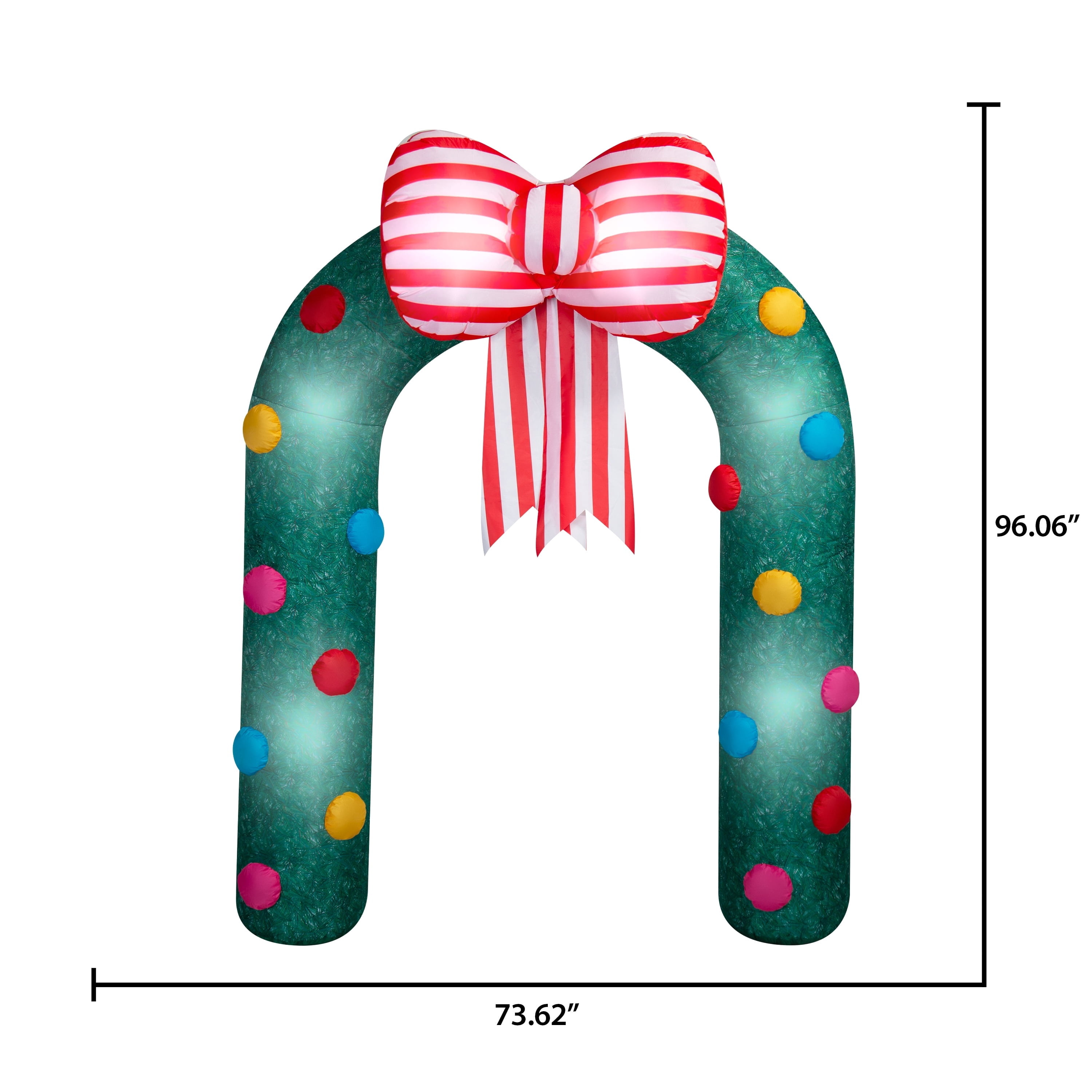 Multicolor Pine Needle Archway Christmas Airblown Yard Inflatable, 8', by Holiday Time