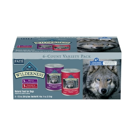 Blue Buffalo Wilderness High Protein Beef and Chicken & Salmon and Chicken Wet Dog Food Variety Pack for Adult Dogs,...