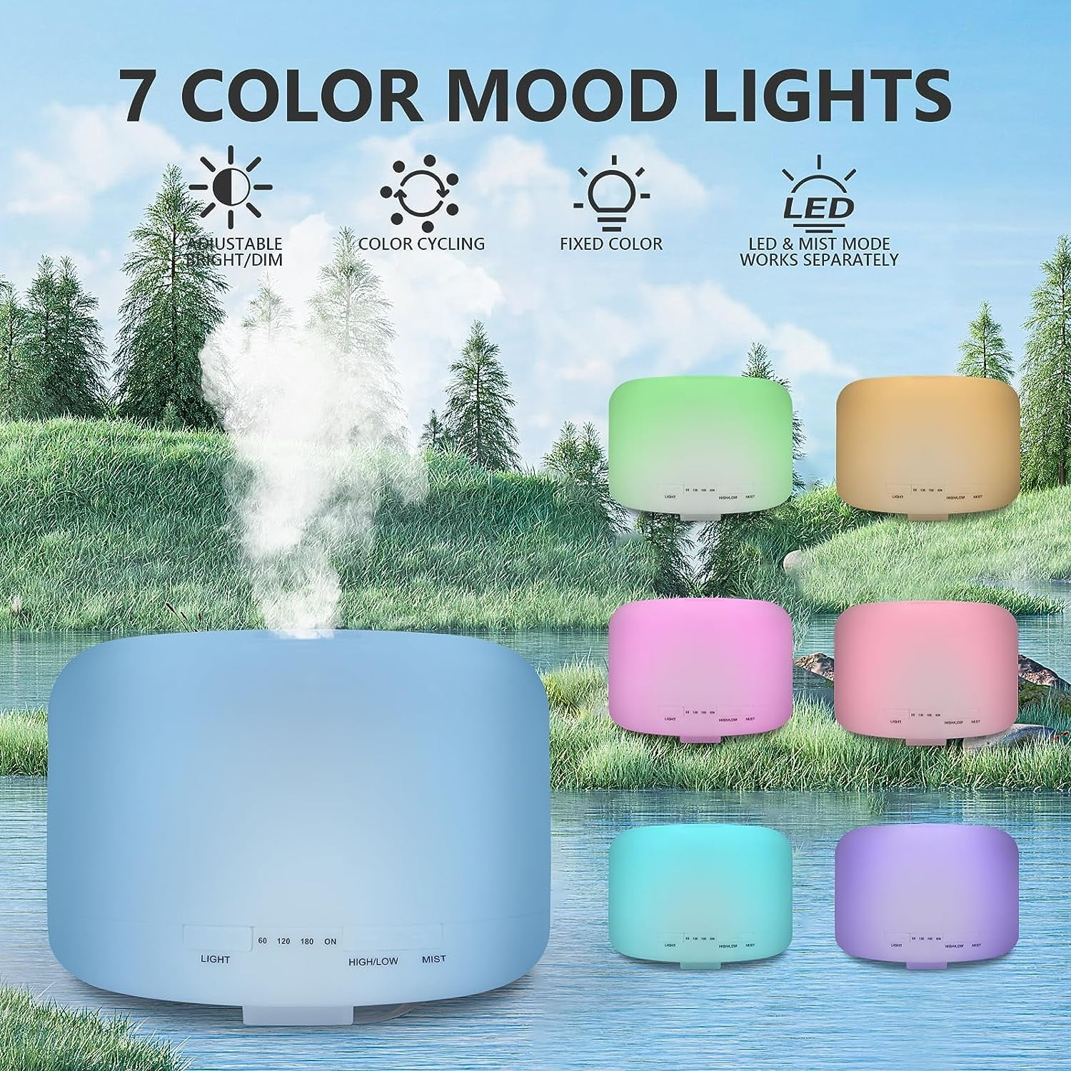 TYNZEO Essential Oil Diffuser Aromatherapy Humidifier: 500ml Grain Ultrasonic Aroma Air Vaporizer for Large Room Quiet Mist Humidifiers