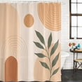 thumbnail image 2 of Bohemian Bathroom Shower Curtains with 12 Hooks Polyester Waterproof Shower Curtain for Stalls and Bathtubs Modern Abstract Boho Leaves Beige Middle Century Decorative Bathroom Curtain 66x72 Inches, 2 of 9