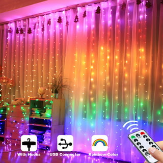 Morttic LED Curtain String Lights, 8 Modes USB Fairy String Light with Remote  Control, Christmas, Backdrop for Indoor Outdoor Bedroom Window Wedding  Party Decoration (10ft x 3.3ft,Muticolor) 