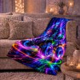 thumbnail image 6 of Printed Flannel Throw Blanket with Neon Wolf on an ATV, 6 of 9
