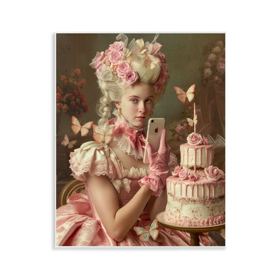 Stupell Industries Vintage Lady with Cellphone People Painting Unframed Art Print Wall Art, 11 x 14