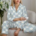 thumbnail image 6 of Naloa Daisy Plaid Blue Pajamas for Women Set, Womens Pajama Sets, Lounge Sets for Women, 2pjs for Women-Large, 6 of 7