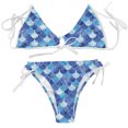 thumbnail image 4 of Swimsuits Women Trendy 3D Digital Print Three-Point Separates Bikinis Blue Womens Bathing Suits XXL, 4 of 5