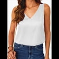 thumbnail image 2 of Blusa de Satén de Seda para Mujer, Blusa de Verano con Cuello en V, Sin Mangas, Informal, Elegante, para Negocios y Vacaciones XXL, 2 of 6