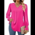 thumbnail image 2 of Blusas de Larga para Mujer 2025, Elegantes, Informales, con Cuello en V, Tipo Túnica, Blusa Holgada de para el Trabajo. Rosa Roja XXL, 2 of 5