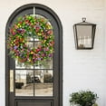 thumbnail image 3 of Decor Wreath for Front Door, Versatile Decor Farmhouse Colorful Cottage Wreath Artificial Flowers Door Wreath Beautiful Spring Summer Wreath, Home Porch Door Wall Window Party Decor, 3 of 9