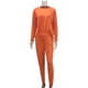 thumbnail image 3 of Puntoco 2 piezas mujer traje de color puro manga larga ocio bolsillo hogar pantalones de chándal conjuntos liquidación Puntoco Puntoco-6518, 3 of 5