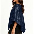 thumbnail image 4 of Elegant Women's Sequin Poncho Cape Sparkly Evening Party Shawl, Irregular Dress Up Shawl Wrap, 4 of 6