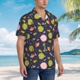thumbnail image 3 of Gukieu Frog And Flowers Print Men's Short-sleeved Shirts, Button-down Lapel Hawaiian Shirts, T-shirts, Beach Vacation Summer Casual Wear,Large, 3 of 7