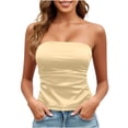 thumbnail image 2 of WHLBF Tank Tops for Women Sleeveless Solid Color Trend Chest Hugging Backless Strapless Camisole Yellow XL, 2 of 8