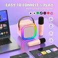 thumbnail image 4 of Mini Karaoke Machine for Kids Girls Boys - Birthday Gifts for Ages 4 5 6 7 8+ Year Old - 2025 New est - Portable Bluetooth Speaker with 2 Wireless Microphone - Kids' Instrument Accessories - Pink, 4 of 9
