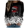 thumbnail image 1 of EHQJNJ Chandails en Molleton Courts pour Femmes Imprimé Joyeux Noël Col Rond Pull Décontracté Manches Longues Blouse Ample, 1 of 4