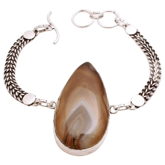 Silver Plated Bracelet For Women, Fashion Jewelry Silver Plated Bracelet, Handmade Gemstone Bracelet Jewelry For Women And Girls Charm Bracelet Agate Gemstone Bracelet, 21 Gms BRB-1148