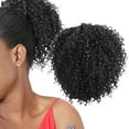 thumbnail image 5 of Bradem Black Curly Puff Ponytail Extension&nbsp;- Premium Synthetic, Medium Short Drawstring Clip Bun, 5 of 9
