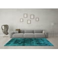 thumbnail image 3 of Ahgly Company Machine Washable Indoor Rectangle Abstract Turquoise Blue Modern Area Rugs, 8' x 10', 3 of 4
