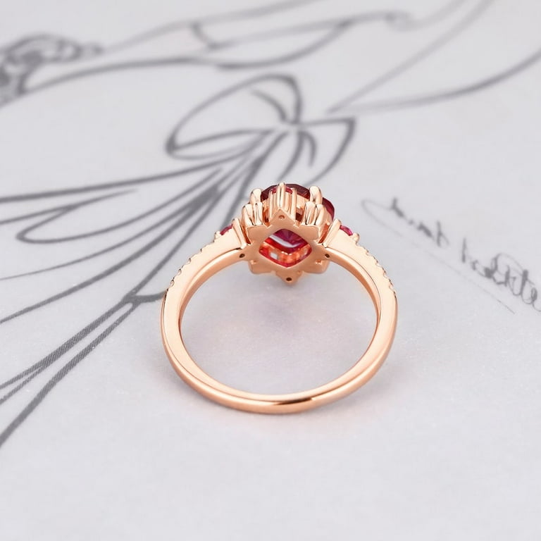 Cushion Cut Ruby Red Gemstone 925 Sterling Silver Goldplated