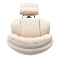 thumbnail image 7 of Triple Tree Modern Upholstered Solid Print Swivel Armchair with Footrest, Beige, 7 of 7
