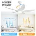 thumbnail image 2 of POPFAN 48 Inch Indoor Ceiling Fan with 5 White ABS Blades LED Light 22W and Remote Control Reversible DC Motor for Living Room, Bedroom，White, 2 of 8
