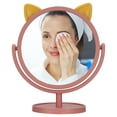 thumbnail image 4 of Cute Small Makeup Mirror with Adjustable Clear Exquisite Flexible Convenient, Cartoon Style Cat Ear Shape Design for Home Dorm, Portable 360 Degree Rotation, Base Plate Storage, 4 of 8