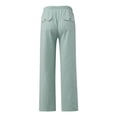 thumbnail image 5 of BODOAO Womens Casual Cotton Linen Pants Lightweight Summer Relax Fit Elastic Waist Plus Size Solid Lounge Long Trousers Solid Color Loose Pockets Elastic Belt Waist Pants Long Trousers Mint Green M, 5 of 6